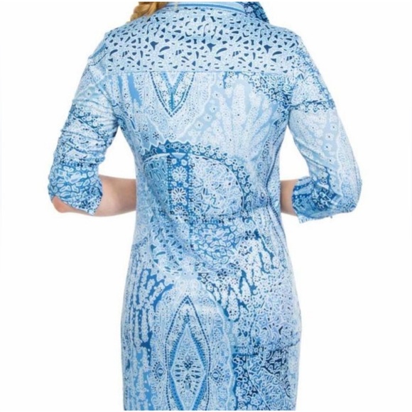 Gretchen Scott Paisley Collared 3/4 Sleeves Dress - Picture 2 of 8